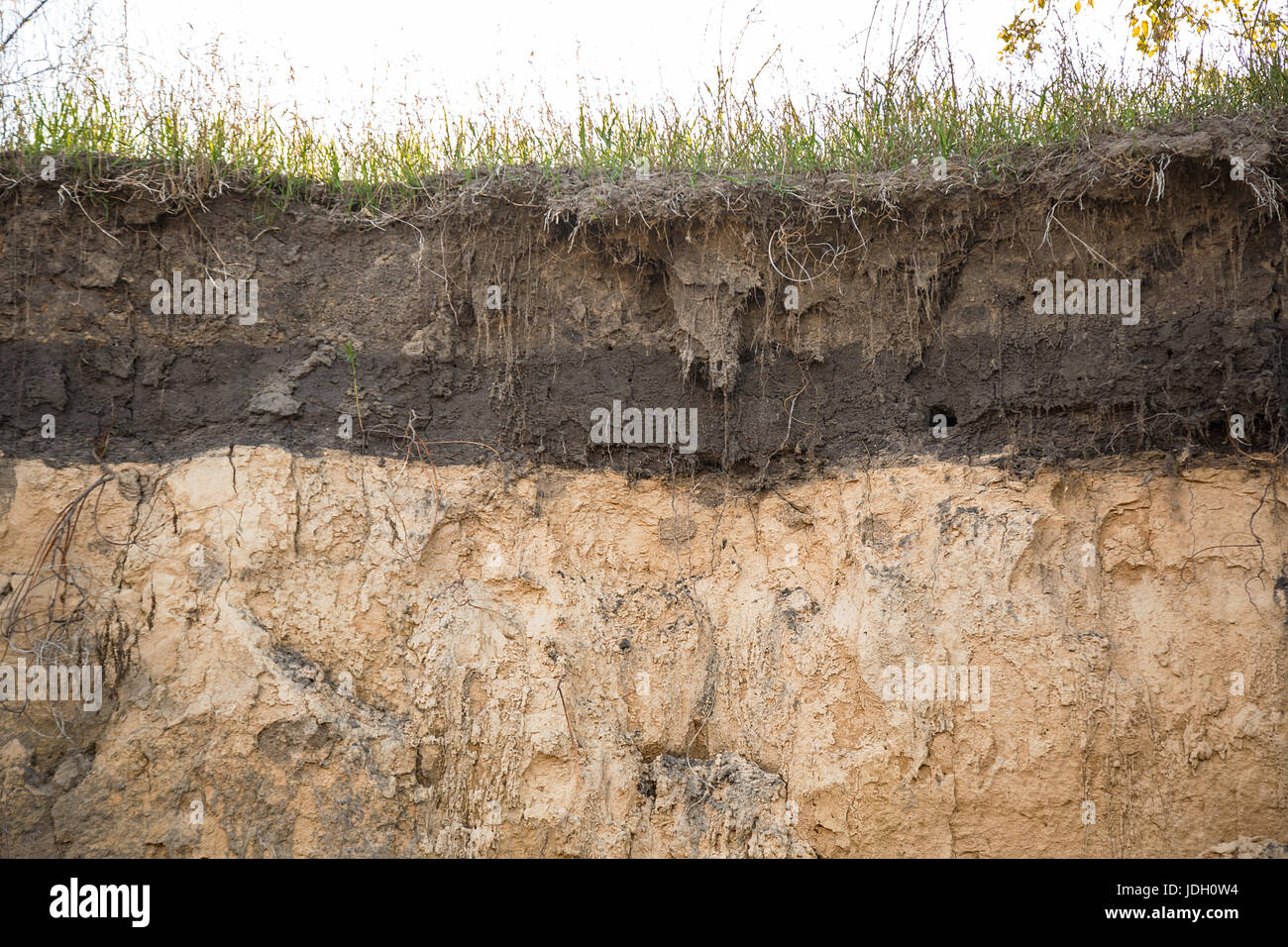 The layers of the earth in a clay pit Stock Photo