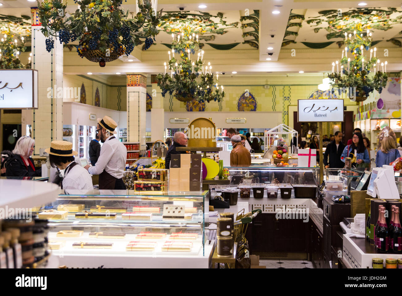 London, England - April 4, 2017: Harrods department store interior, candies  and sweets area. Harrods is the biggest department store in Europe, London  Stock Photo - Alamy