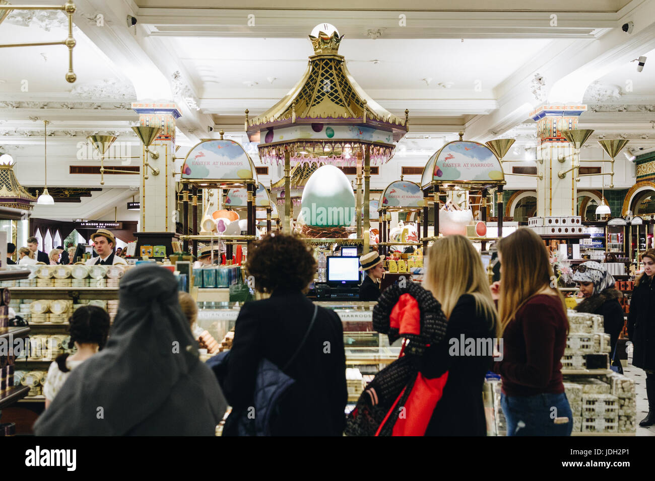 London, England April 4, 2017 Harrods department store interior