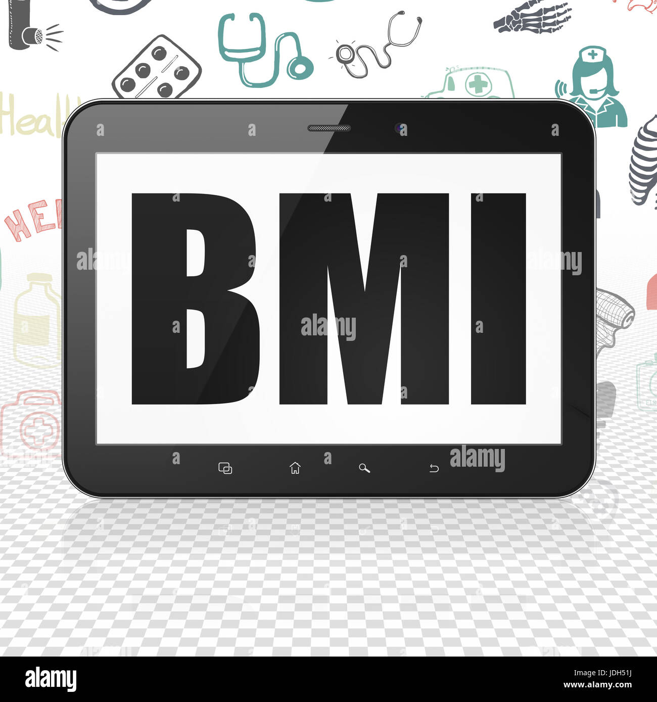 Medicine concept: Tablet Computer with BMI on display Stock Photo - Alamy