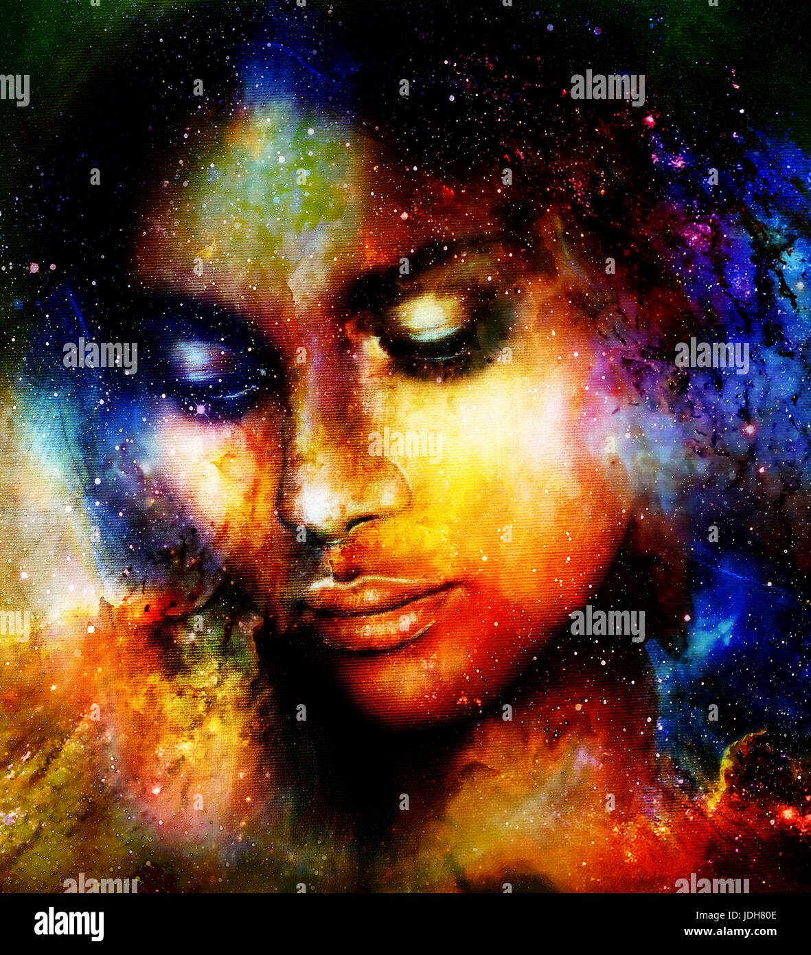 Goddess Woman in Cosmic space. Cosmic Space background Stock Photo - Alamy