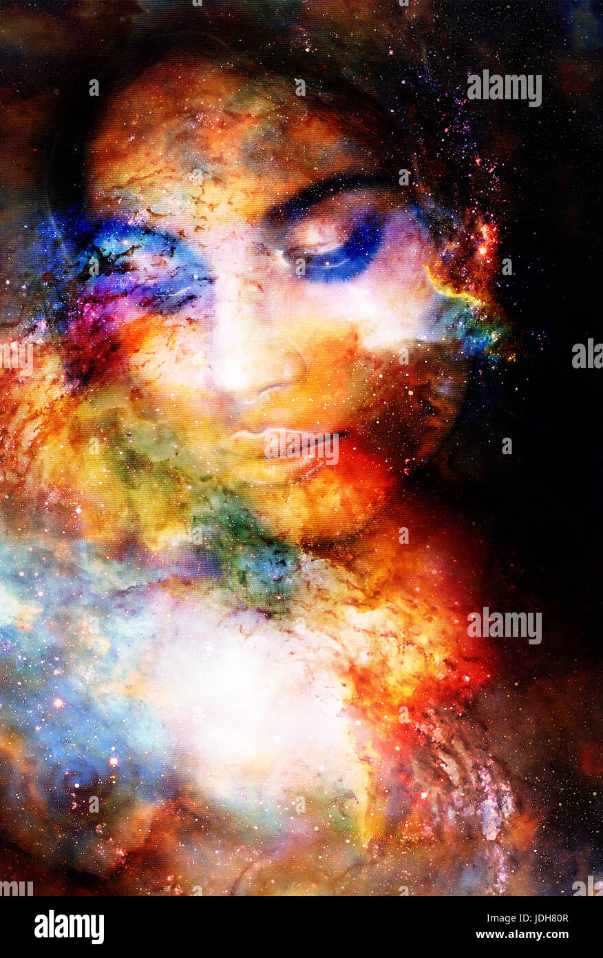 Goddess Woman in Cosmic space. Cosmic Space background Stock Photo - Alamy