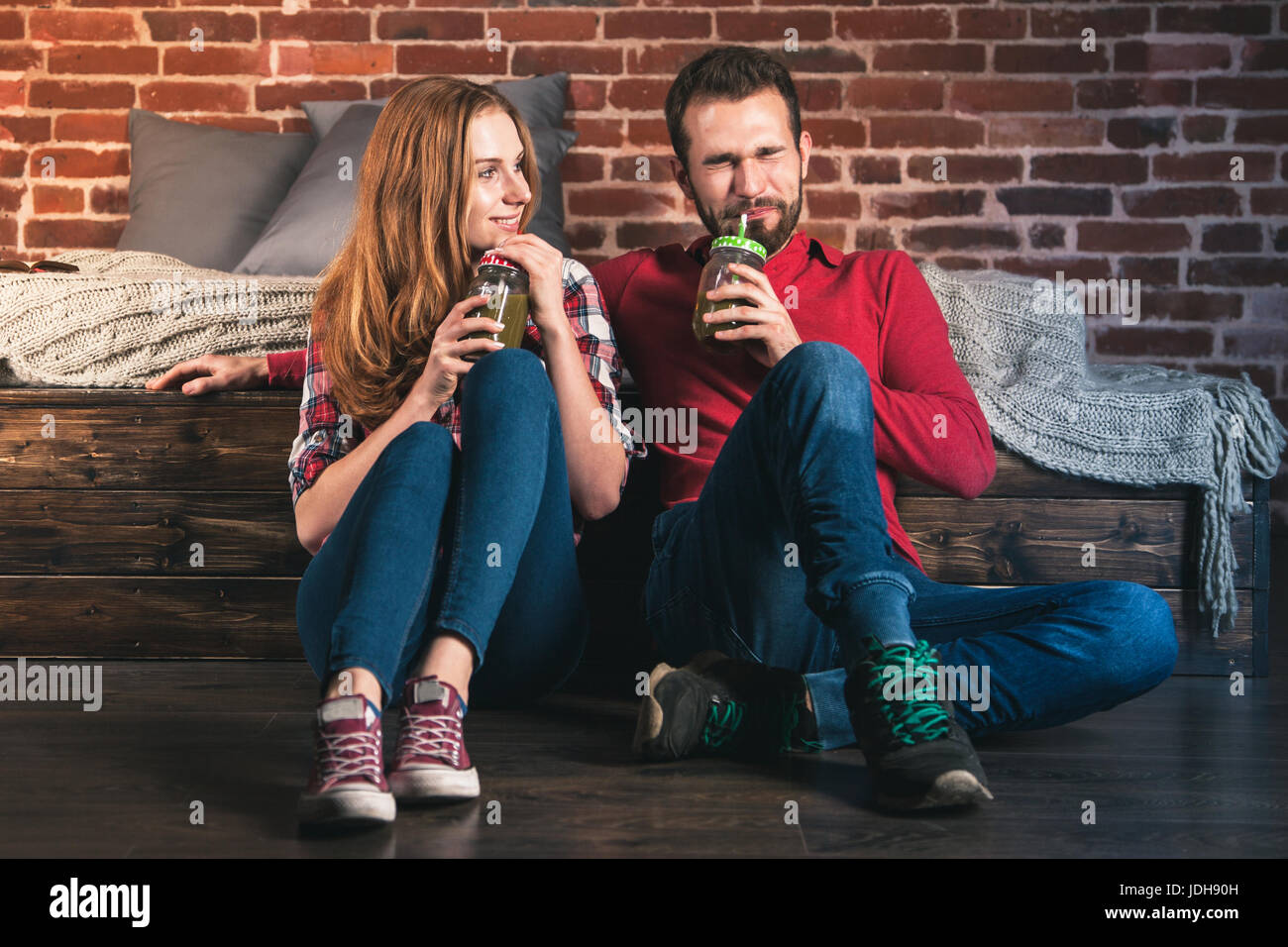 Young couple at home Stock Photo