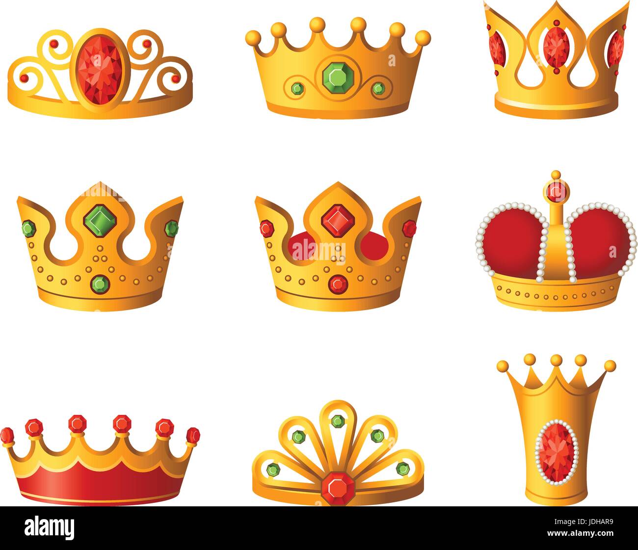 Crowns - realistic vector set of royal headgear Stock Vector Image ...