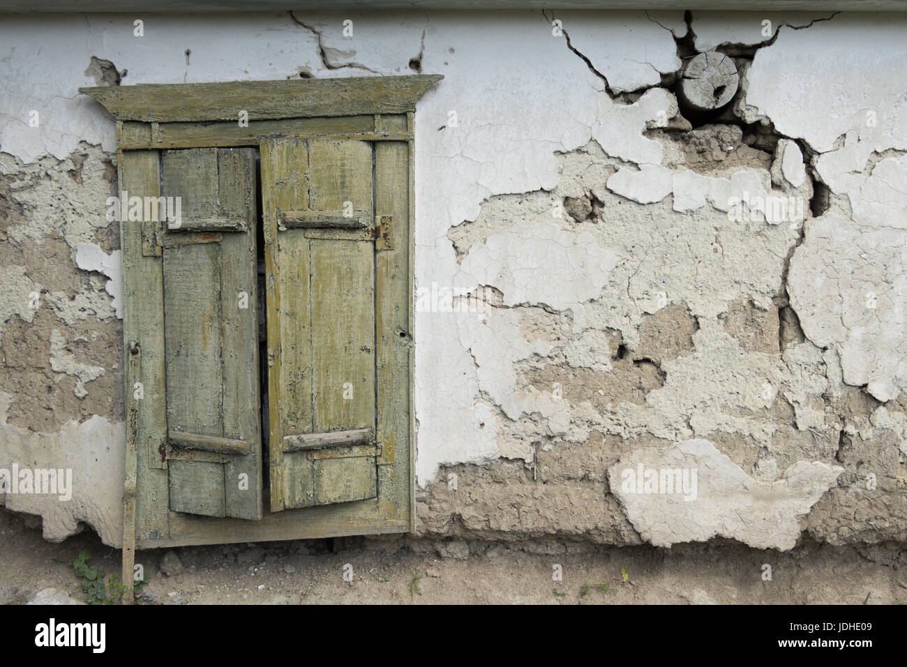 View of an old house with shutter window Stock Photo - Alamy