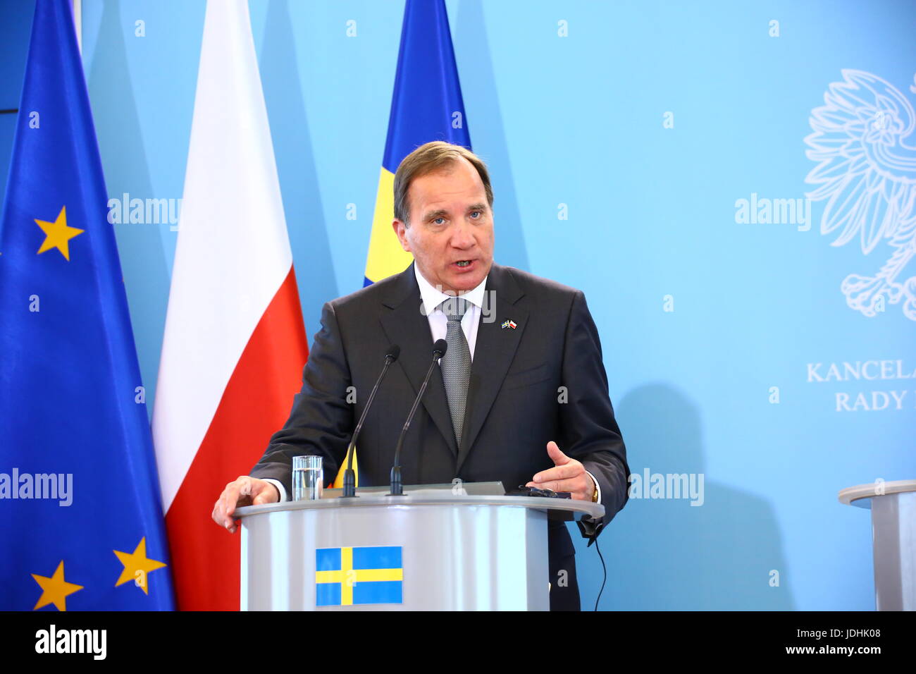 Warsaw, Poland. 20th June, 2017. Prime Minister Beata Szydlo leads press briefing with Swedish Prime Minister Stefan Löfven during his official state visit. Credit: Jakob Ratz/Pacific Press/Alamy Live News Stock Photo