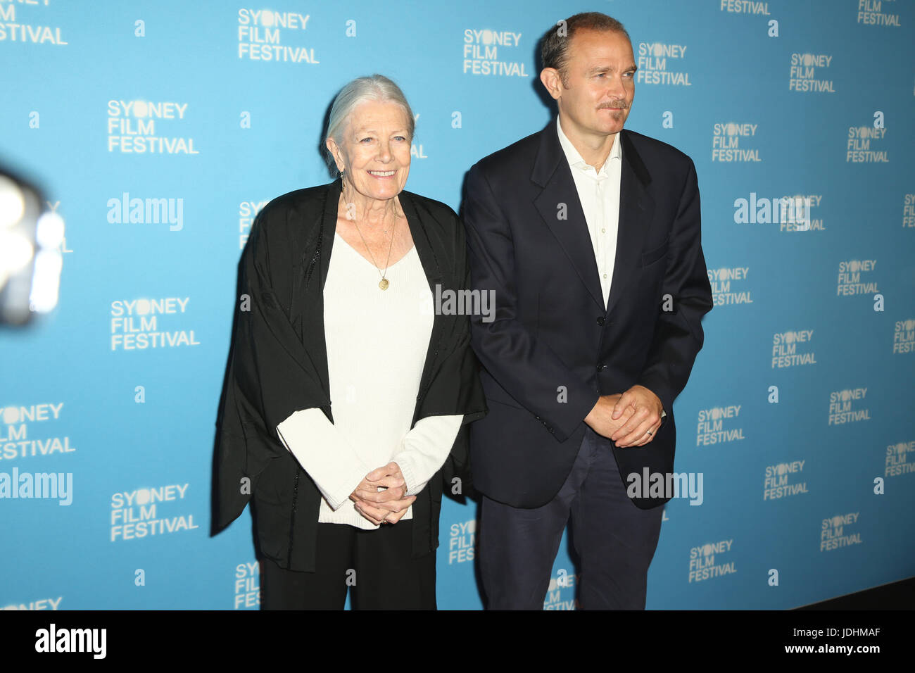 Vanessa Redgrave, Carlo Nero arrives on the red carpet for the Australian Premiere of Okja at the closing night gala of the Sydney Film Festival at th Stock Photo