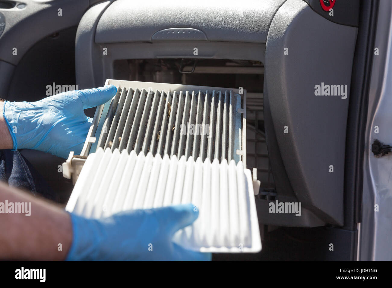 Clean And Dirty Cabin Air Filter For The Car Changing The Cabin
