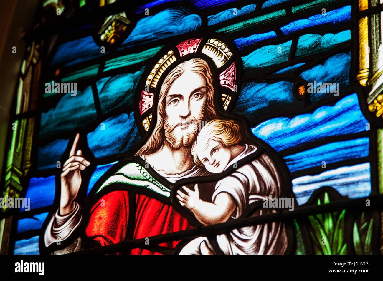 Religious stained glass depiction. Victoria BC Canada Stock Photo Alamy