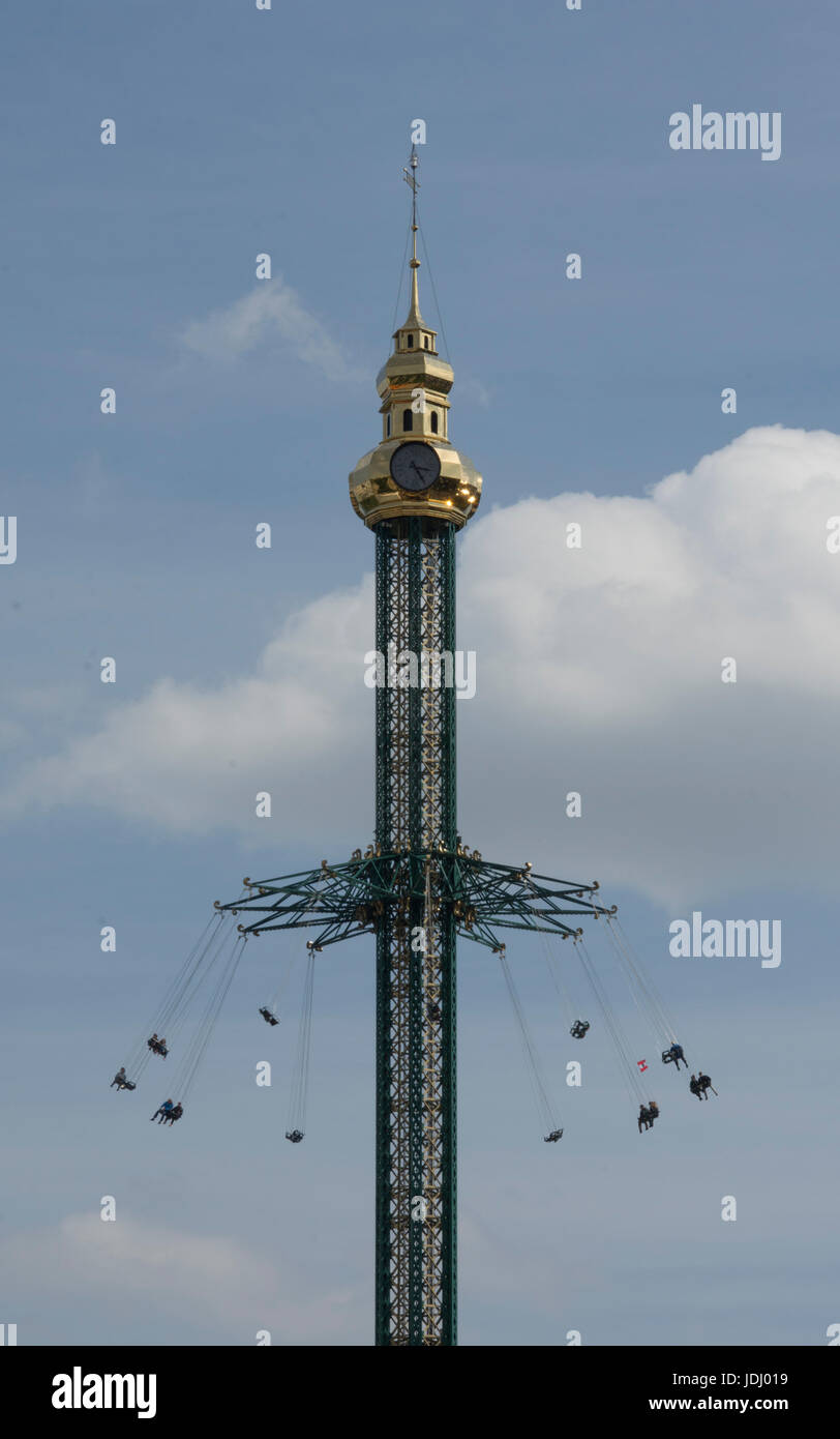 Austria. Vienna. The Prater Tower, one of the tourist attractions in Prater Amusement Park. Stock Photo