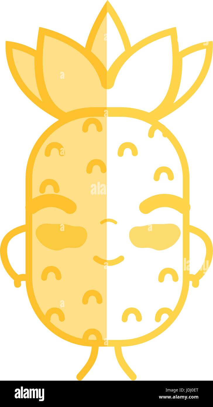 silhouette kawaii cute happy pineapple fruit Stock Vector Image & Art ...