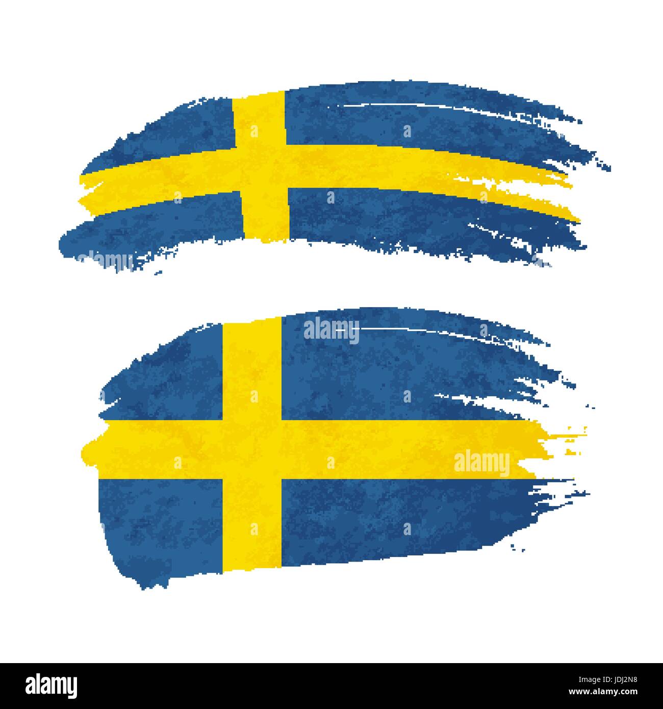 Grunge brush stroke with Sweden national flag isolated on white Stock ...