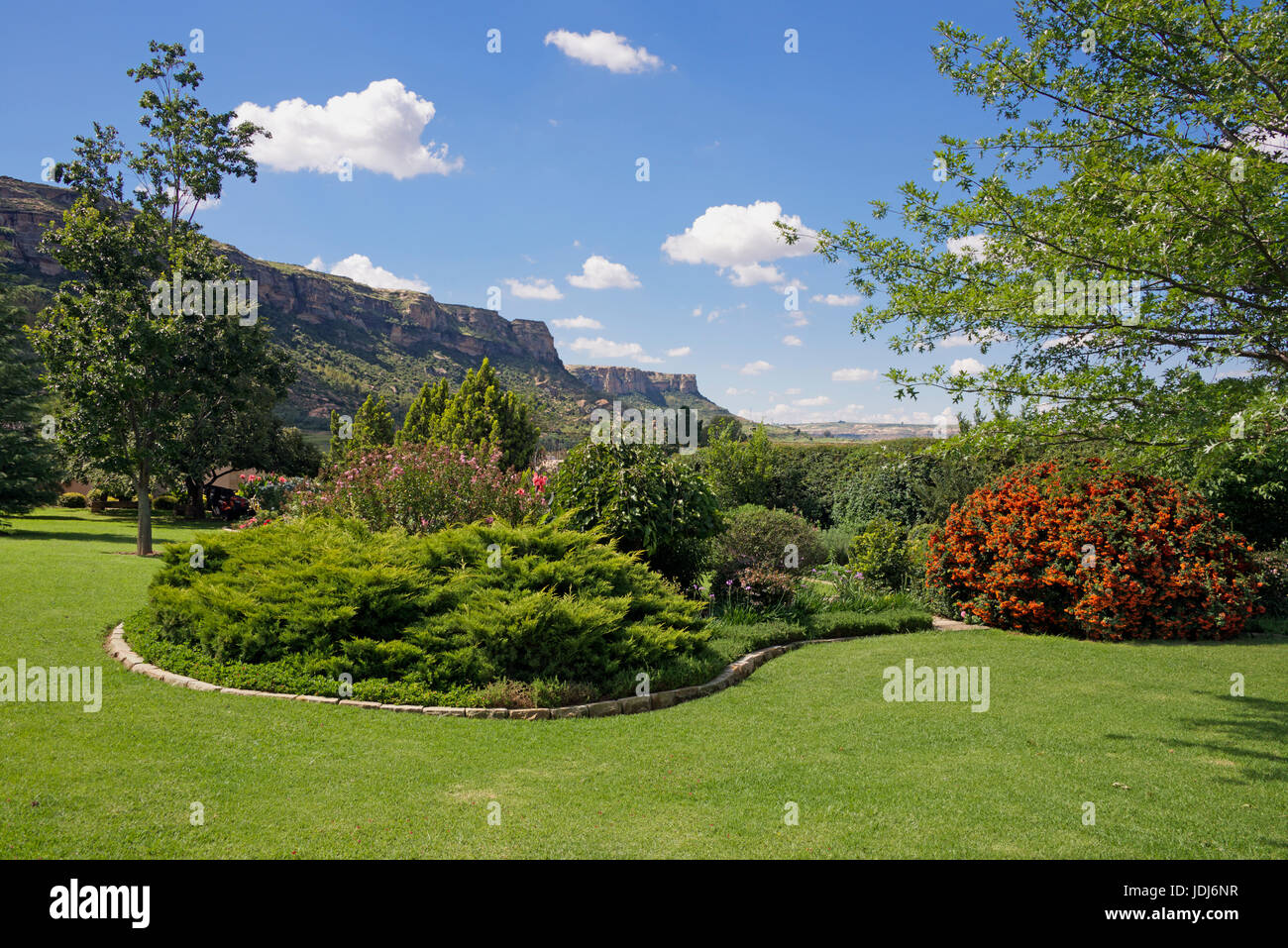 Beautiful landscaped garden Botleng Guest House Maseru Lesotho Southern Africa Stock Photo