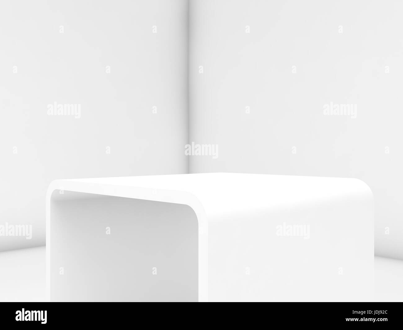 Empty white exhibition stand in blank interior, 3d render illustration Stock Photo
