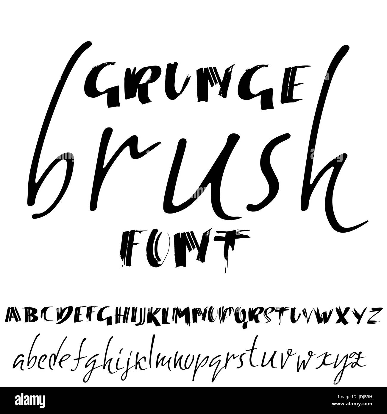 Hand drawn dry brush font. Modern brush lettering. Grunge style ...
