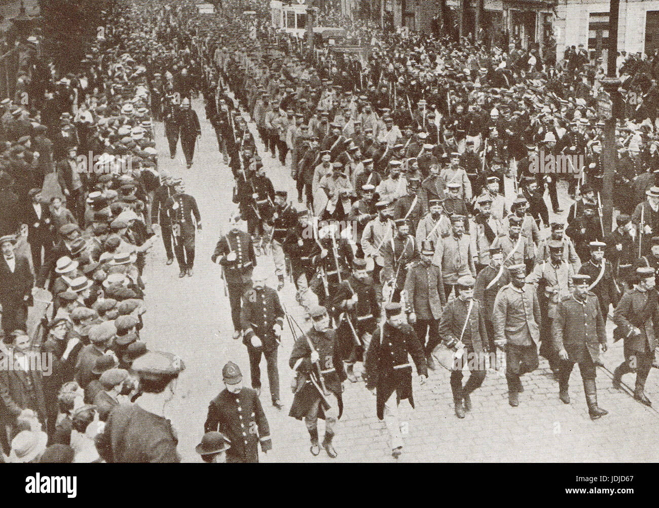German Prisoners of War in Antwerp, Belgium, 1914 Stock Photo