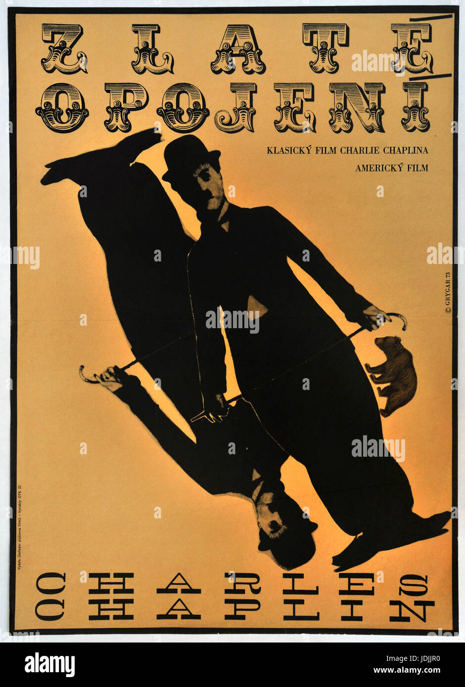 The Gold Rush. 1925. Charlie Chaplin. Original Czechoslovak movie poster, 1973. Stock Photo