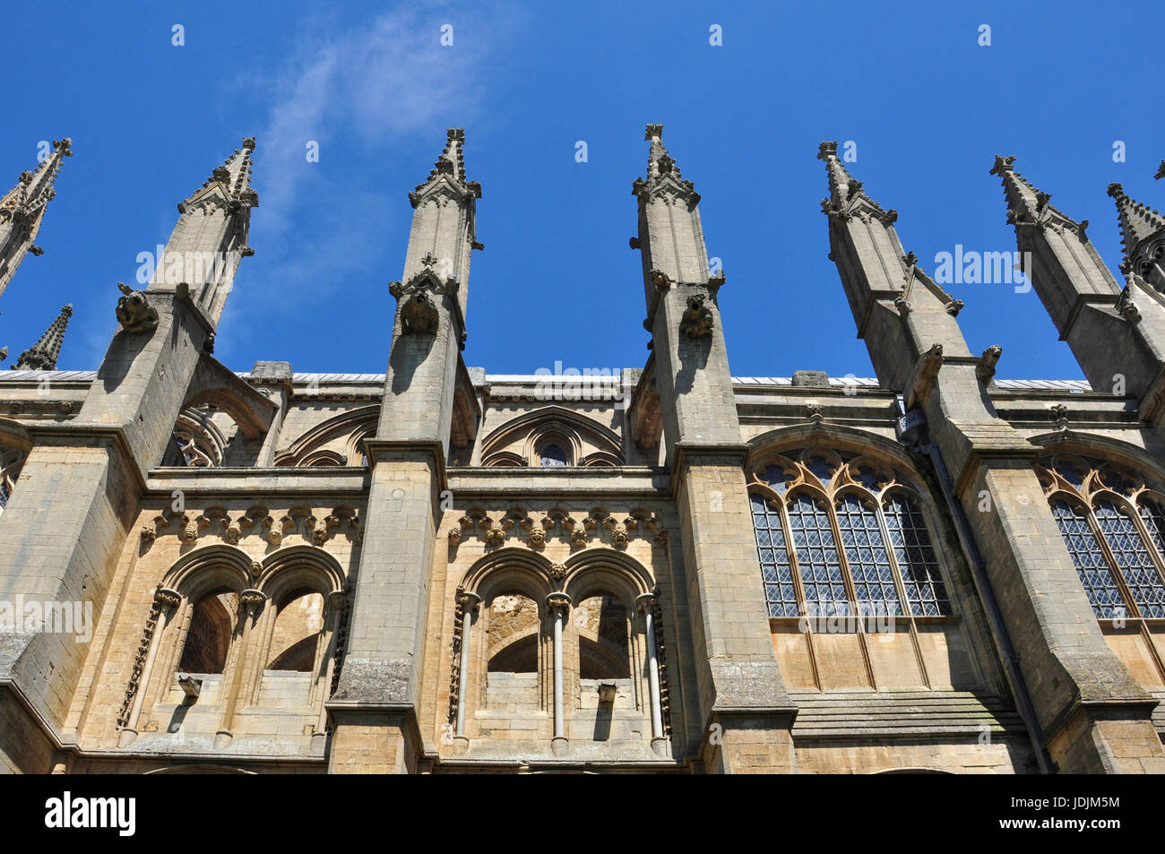 Architectural spires on the side of Ely Cathedral, Cambridgeshire, England, UK Stock Photo