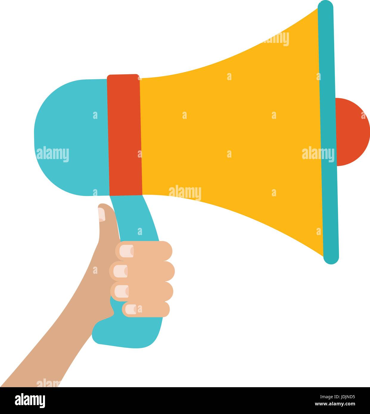white background with colorful hand holding megaphone Stock Vector ...