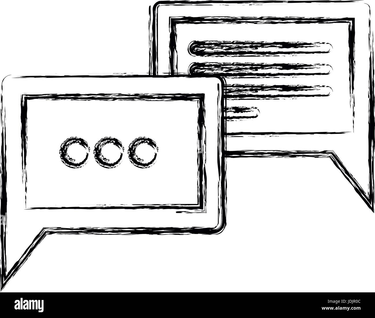 white background with monochrome blurred silhouette of speech dialogues ...