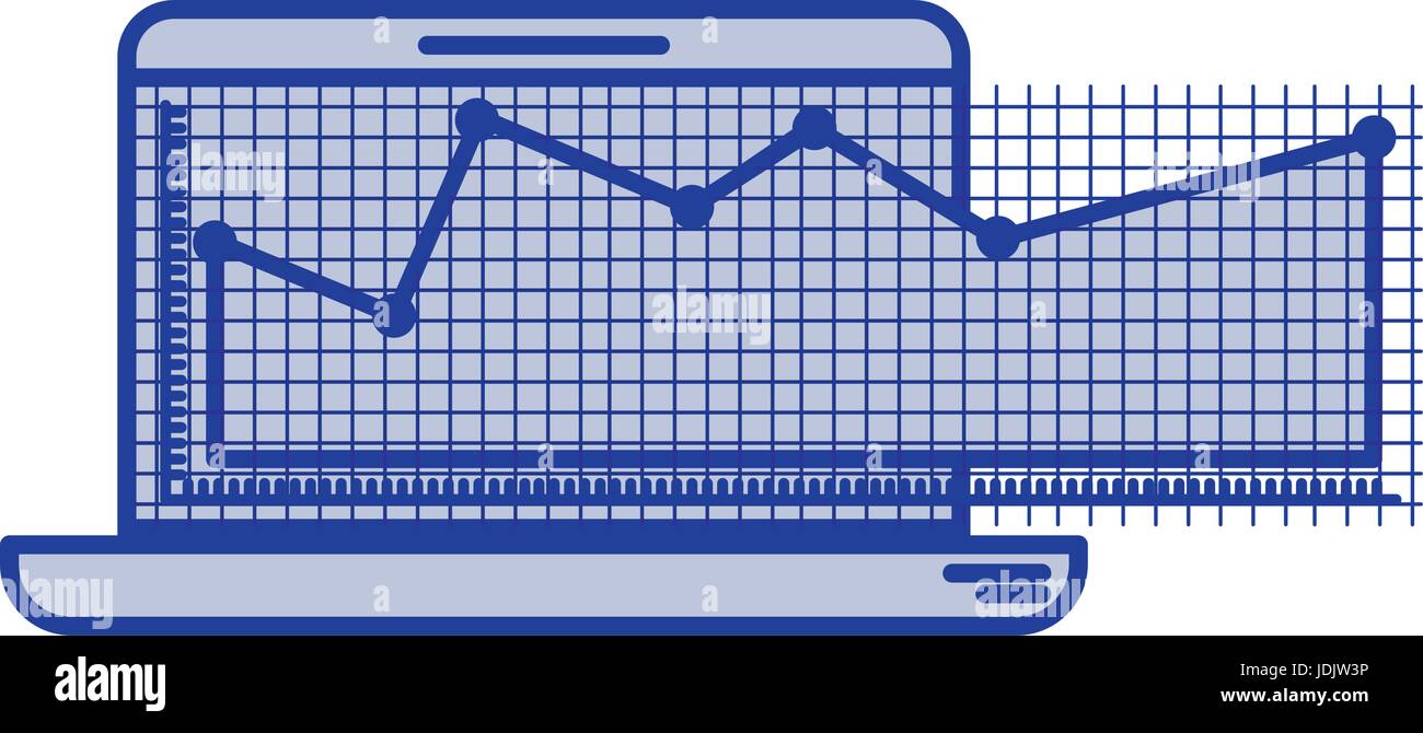 blue silhouette of laptop computer and financial risk graphic Stock ...
