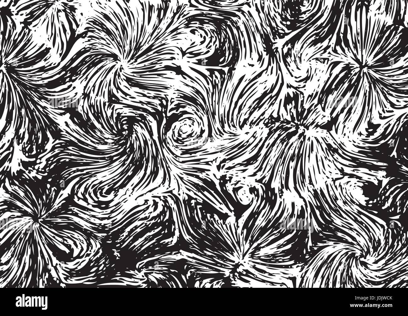 Abstract black and white texture a la Vincent van Gogh Stock Vector