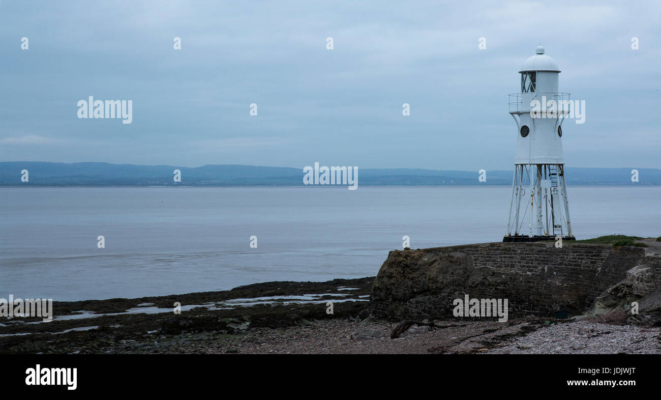 PORTISHEAD, UK JUNE 3, 2017 Black Nore Point lighthouse near