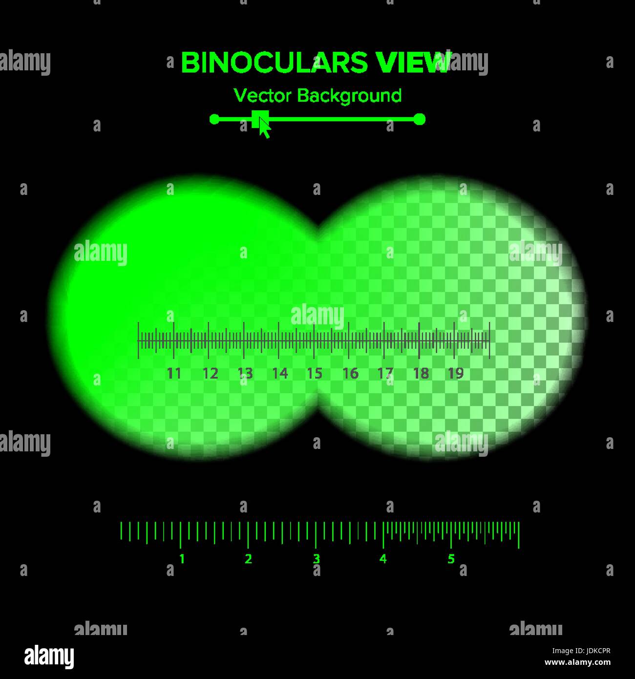 Binoculars View Vector. Illustration Of Binoculars Night Green View