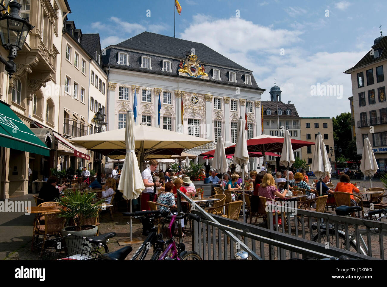 Europe, Germany, North Rhine-Westphalia, Bonn, market, old city hall, builds in 1737-1738, rococo facade,   , Europa, Deutschland, Nordrhein-Westfalen Stock Photo