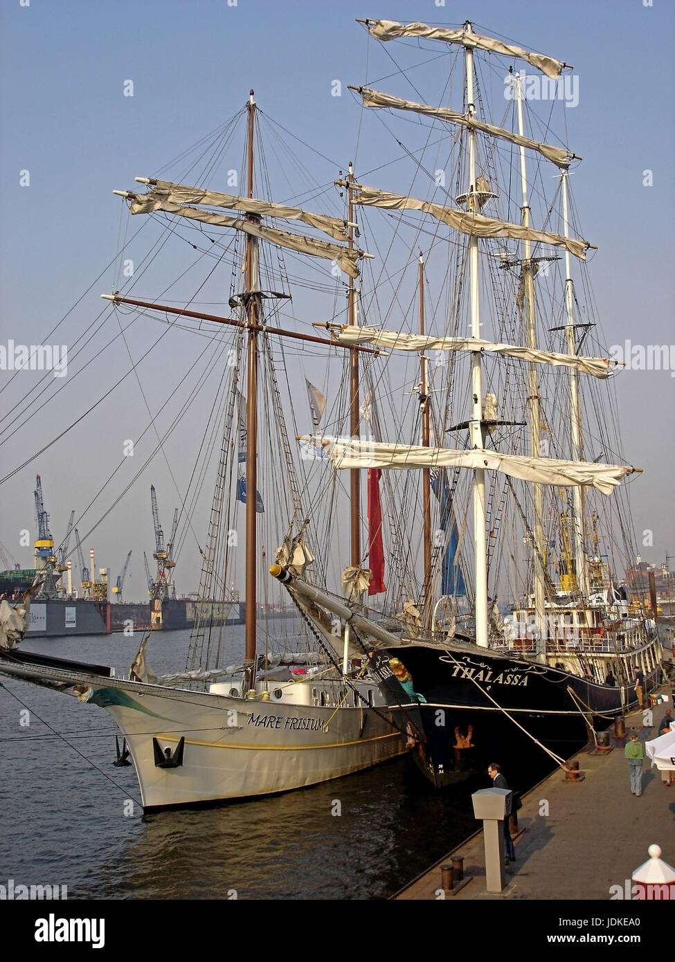 Germany, Hamburg, harbour, Saint Pauli landing stages, windjammers, Deutschland, Hafen, St. Pauli Landungsbruecken, Windjammer Stock Photo