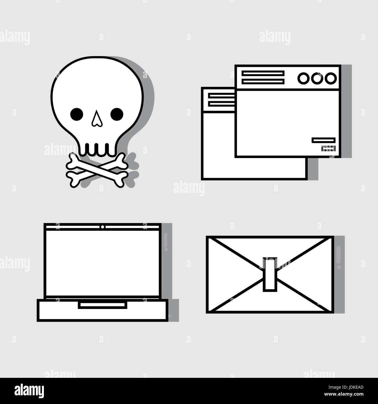 set technology skull with bones and computer elements Stock Vector ...