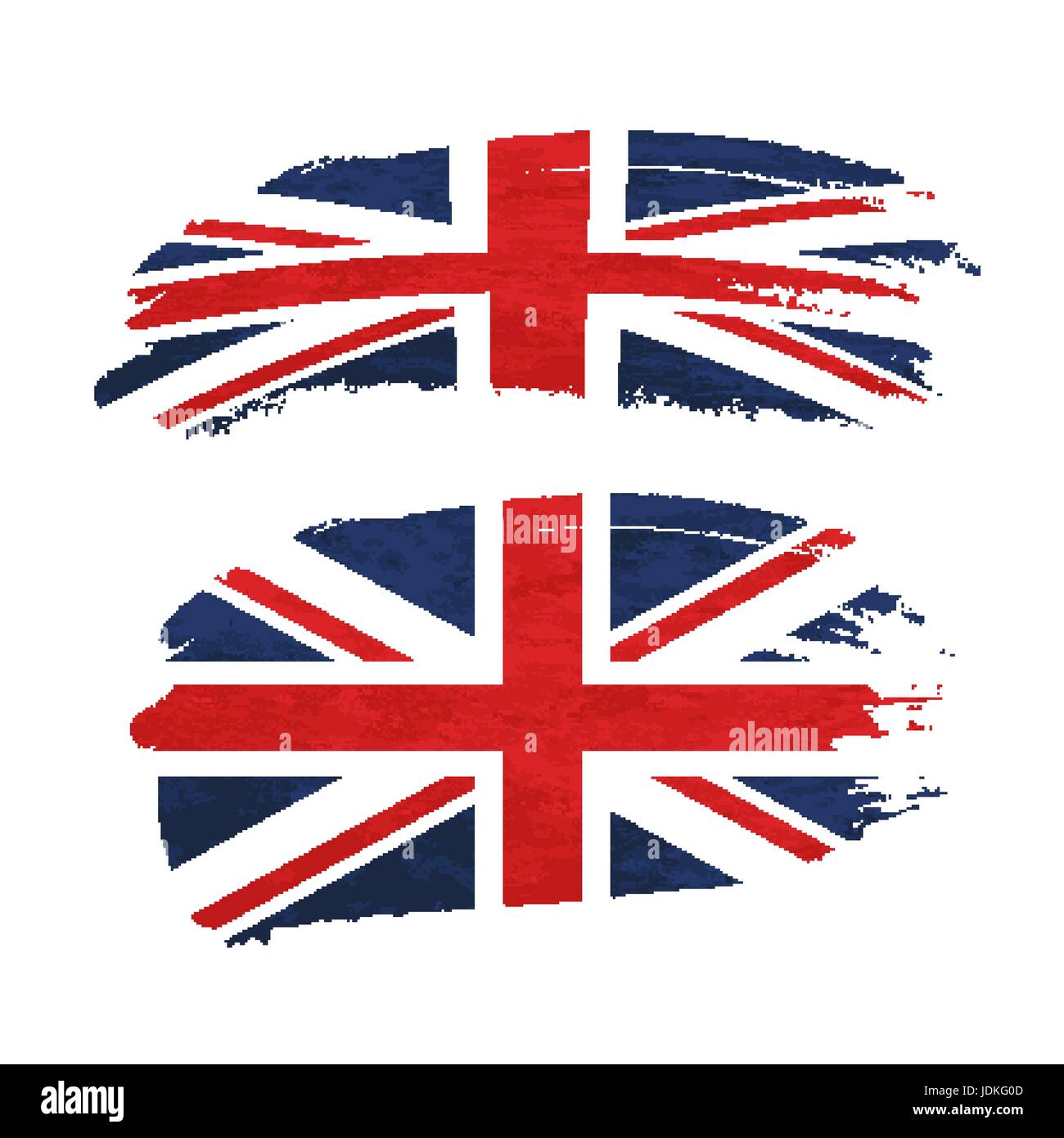 Grunge brush stroke with United Kingdom national flag isolated on white Stock Vector