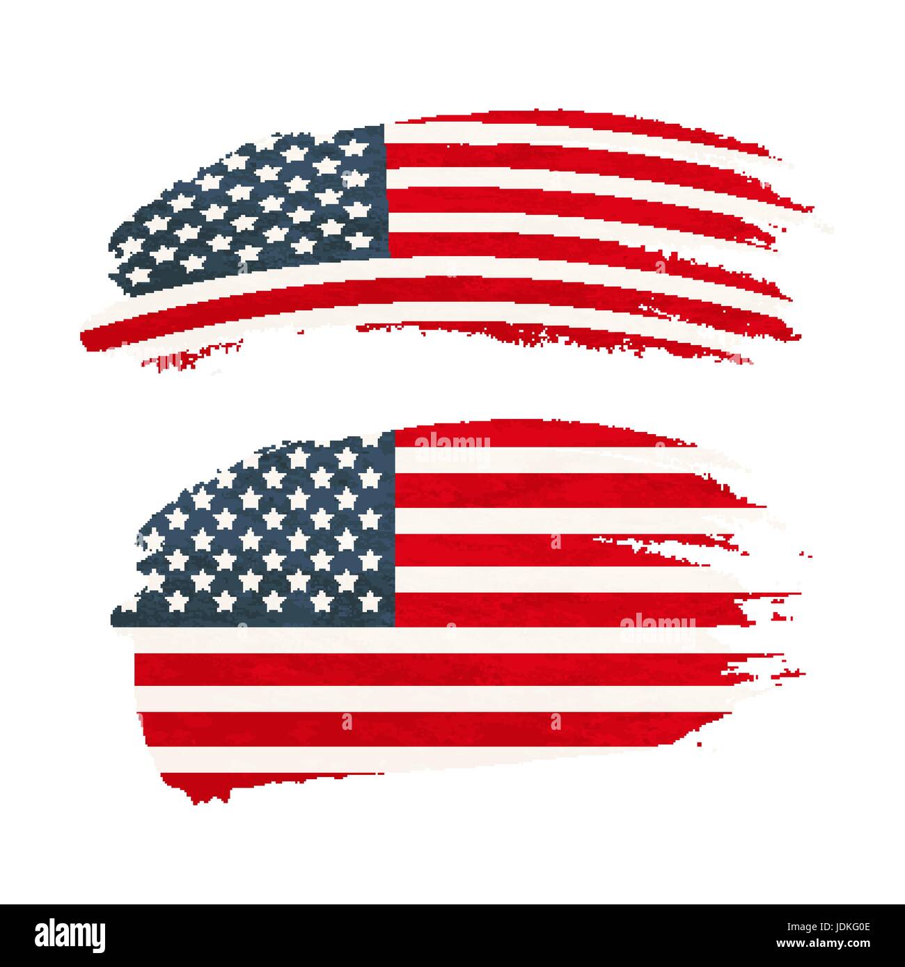 Grunge brush stroke with USA national flag isolated on white Stock ...