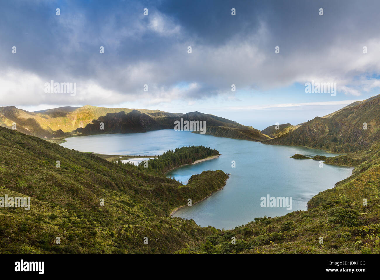 Lake of Fire (Lagoa do Fogo) in the crater of the volcano Pico do Fogo ...