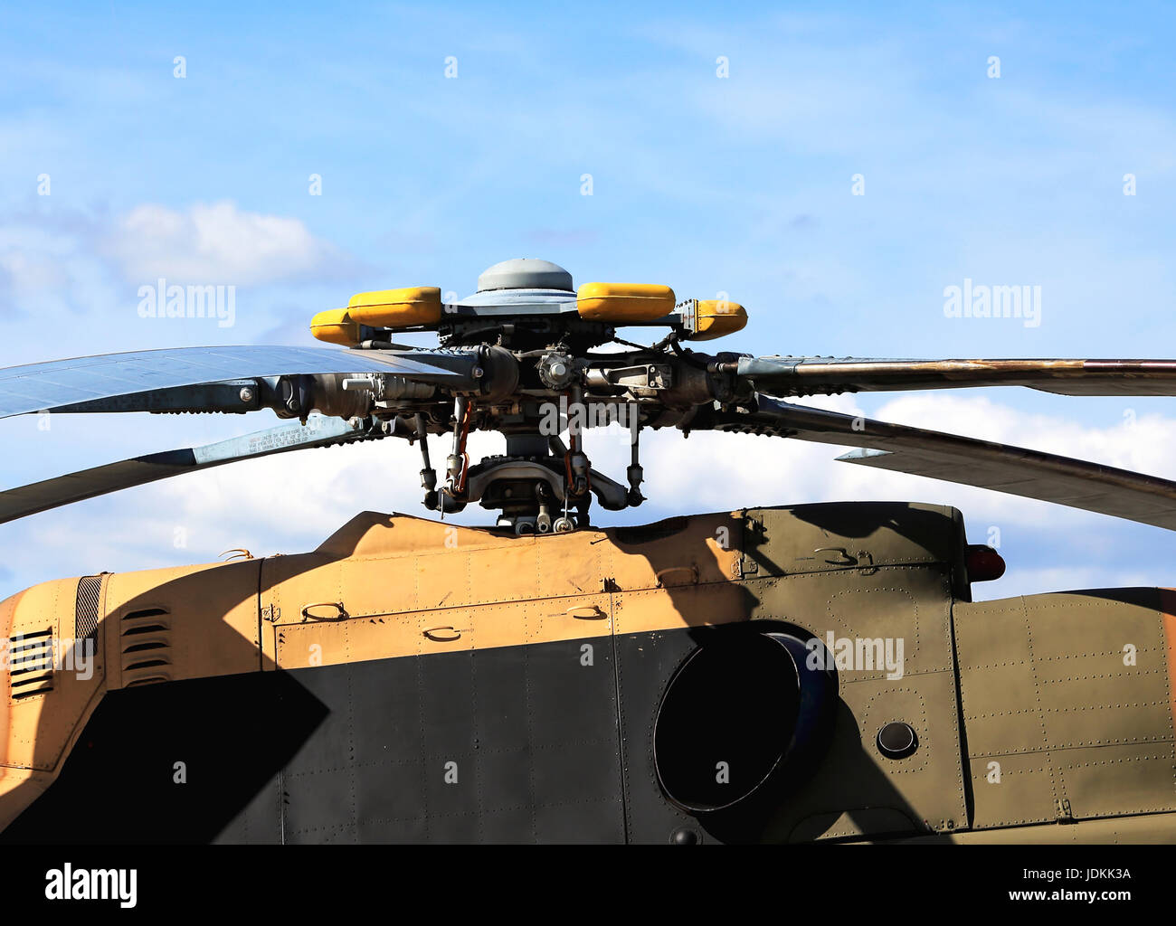 Helicopter rotor with a mast, hub and rotor blades Stock Photo Alamy