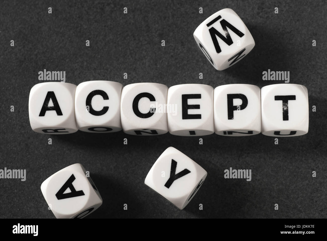word accept on white toy cubes Stock Photo