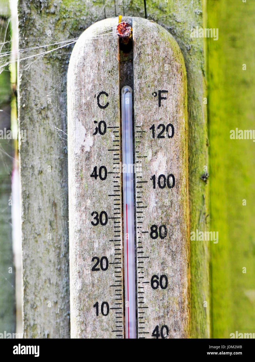 Brighton, UK. 21st June, 2017. The temperature starts to rise on this thermometer in a Brighton garden this morning as it is forecast to be the hottest June day for over 40 years in some parts of Britain today Credit: Simon Dack/Alamy Live News Stock Photo