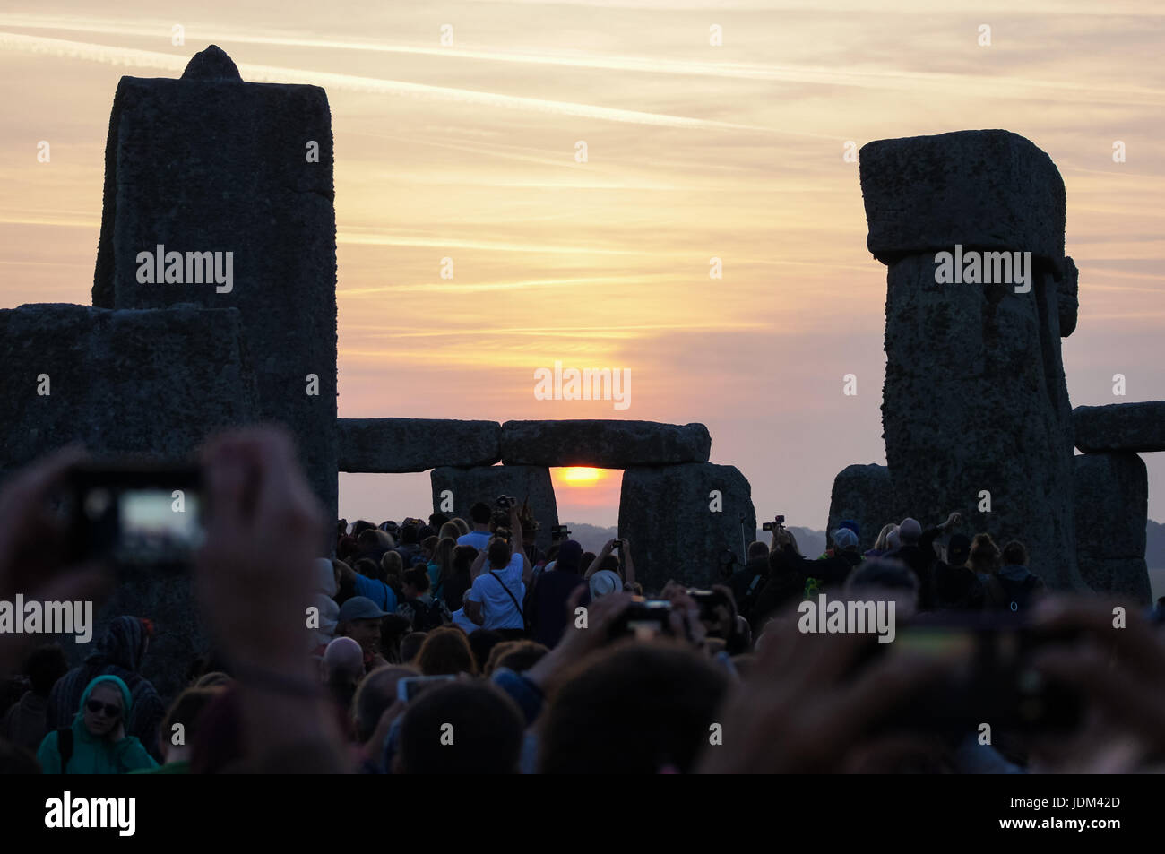 Summer Solstice celebrations at Stonehenge, Wiltshire  United Kingdom UK Stock Photo