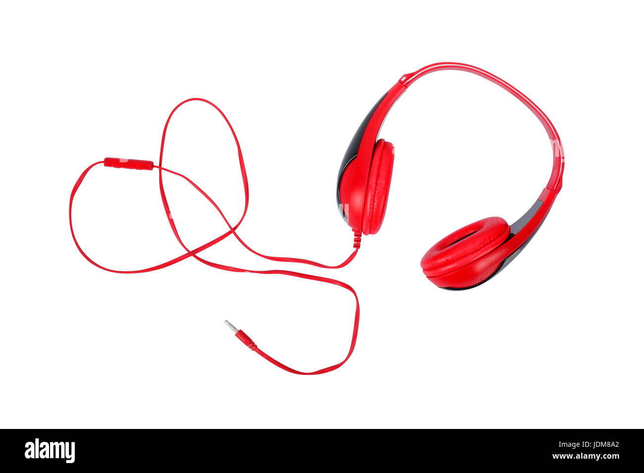 Musical equipment - Red headphone on a white background. Isolated Stock Photo