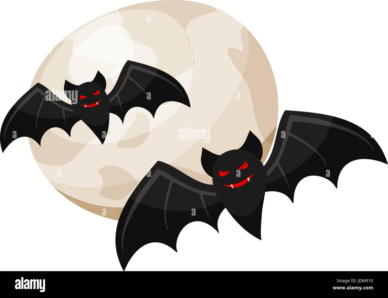 Halloween vampire bats and a full moon. Halloween icon isolated on white background Stock Vector