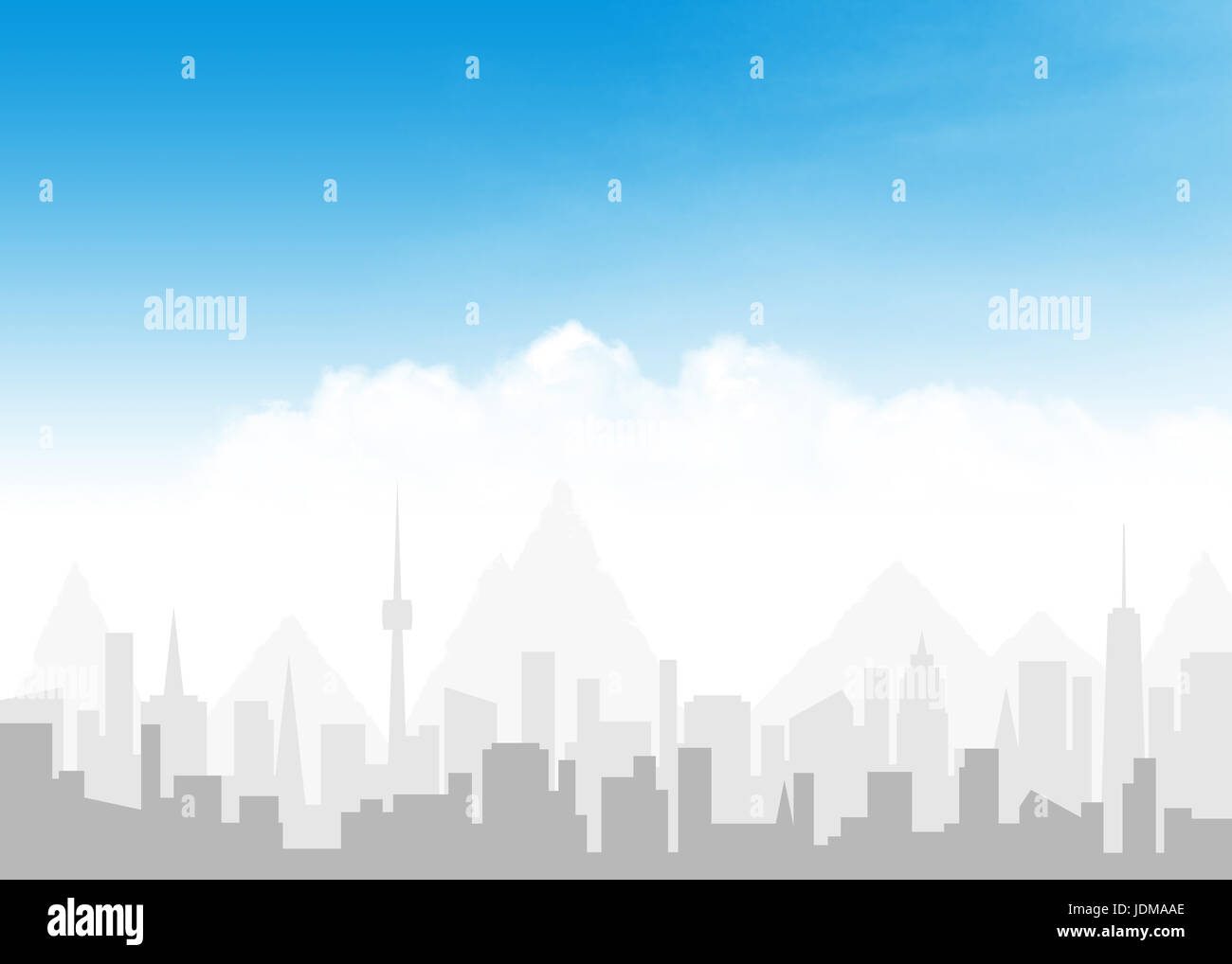 City skyline and blue sky with clouds abstract background illustration ...