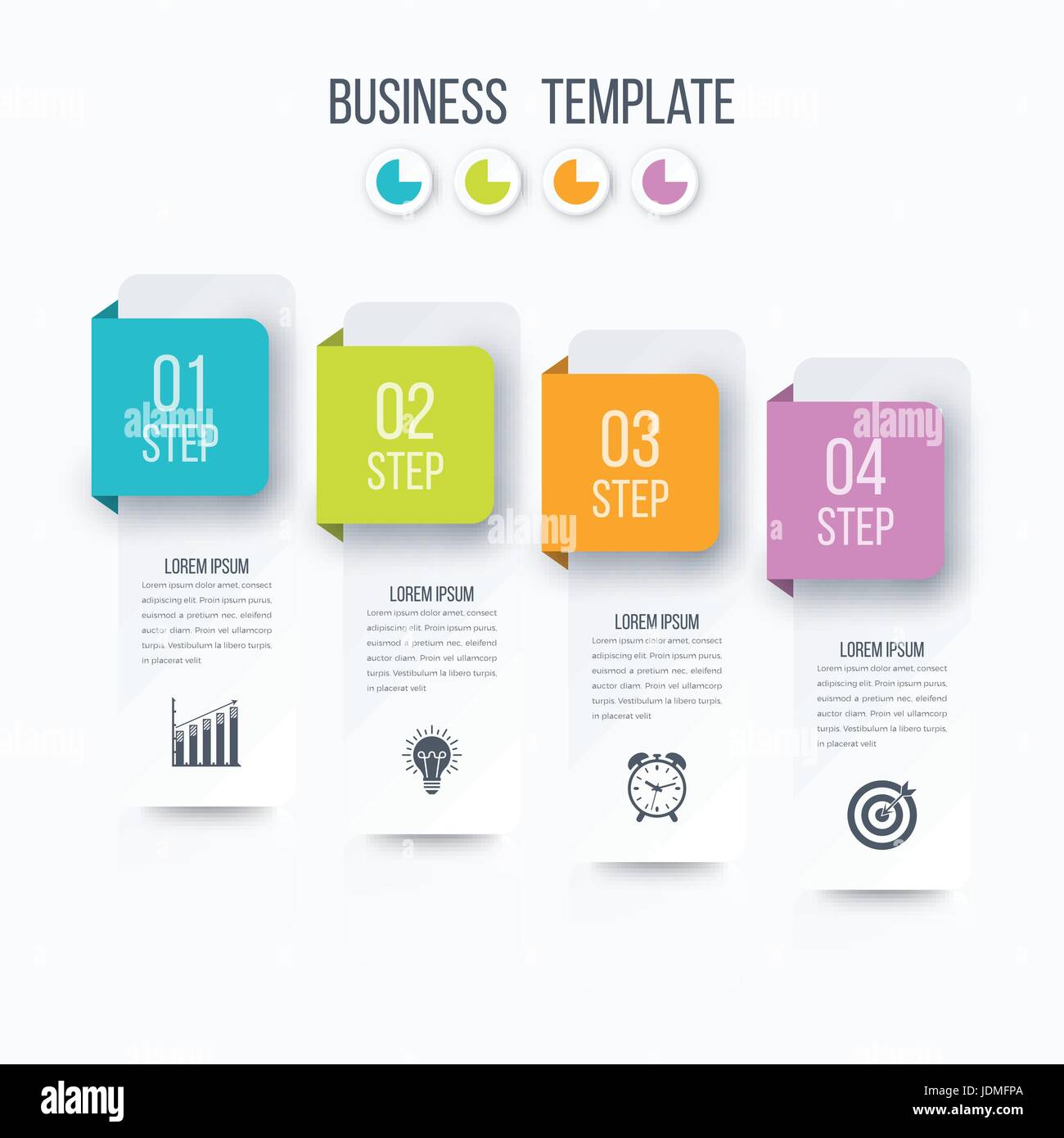 Business infographics template 4 steps with square Stock Vector Image ...