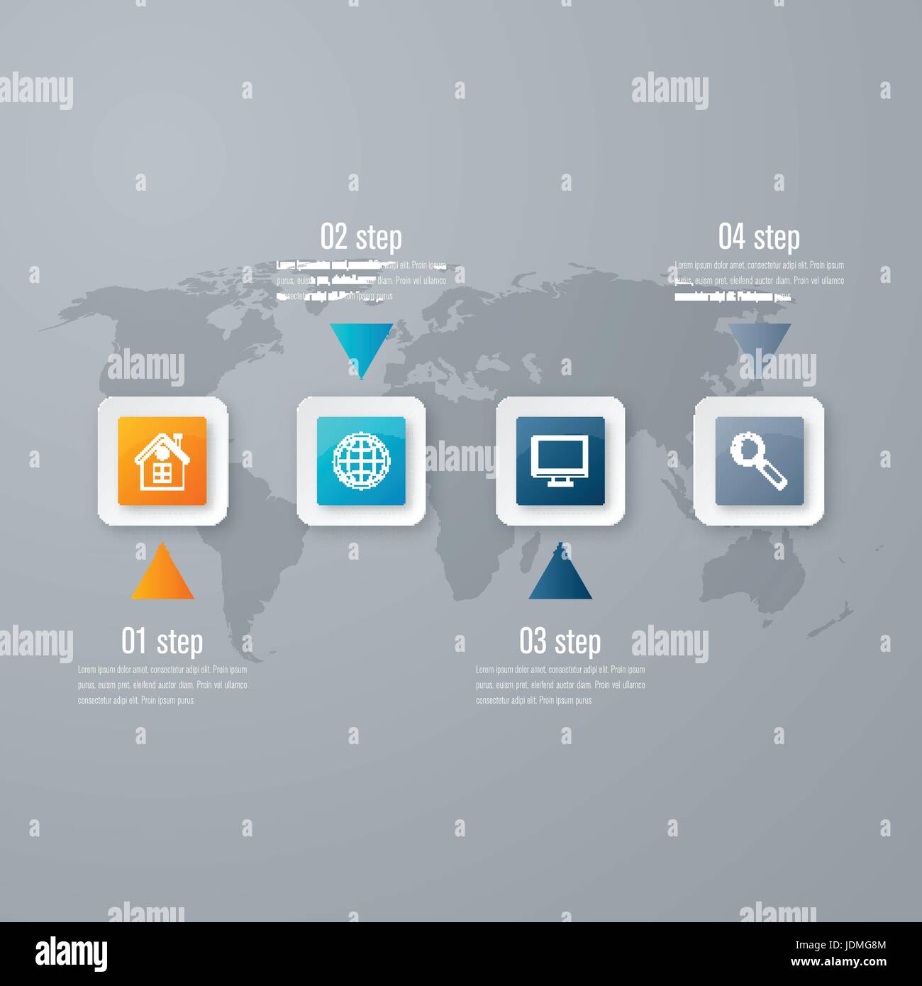 Business infographics template 4 steps with square Stock Vector Image ...
