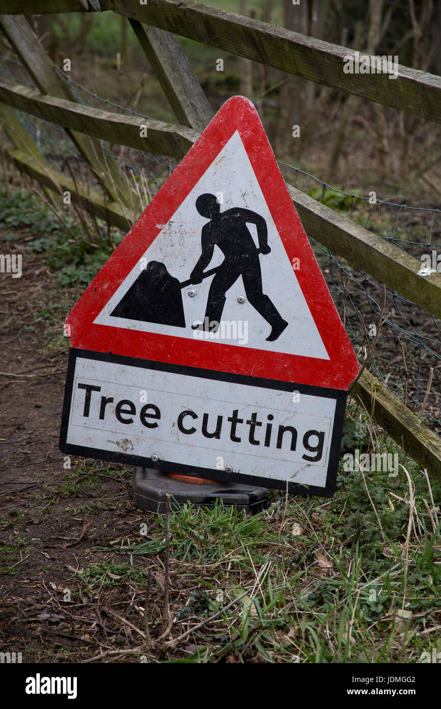 A tree cutting sign Stock Photo Alamy
