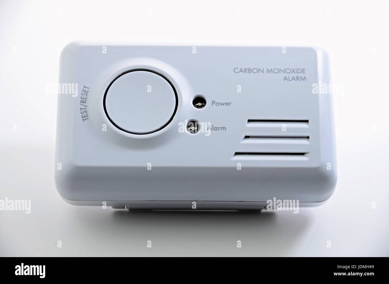 Carbon monoxide alarm on white  background. Stock Photo