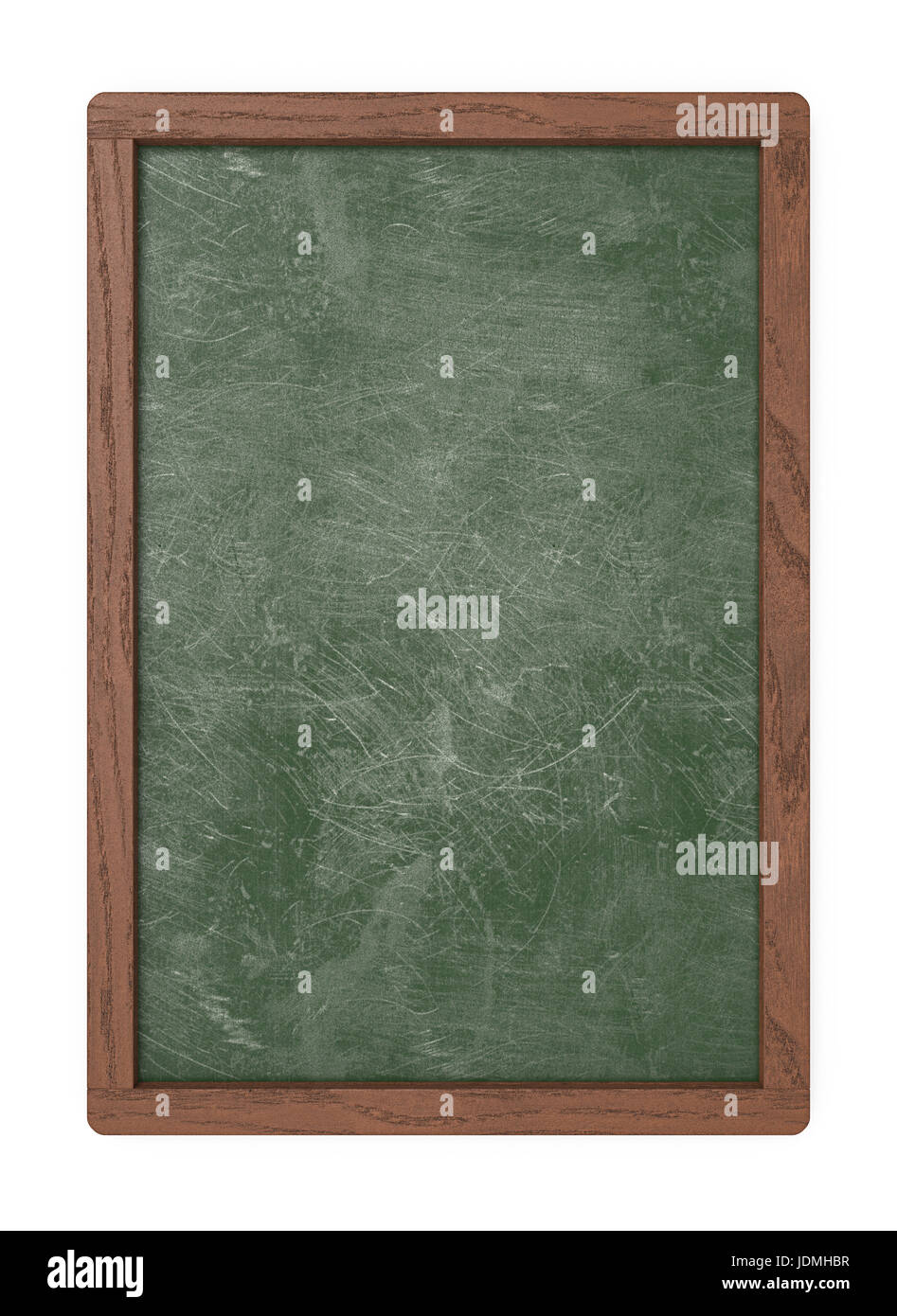 3D render of a Chalkboard with dark wooden frame. Scratched and worn texture. Blank for Copy Space. Stock Photo