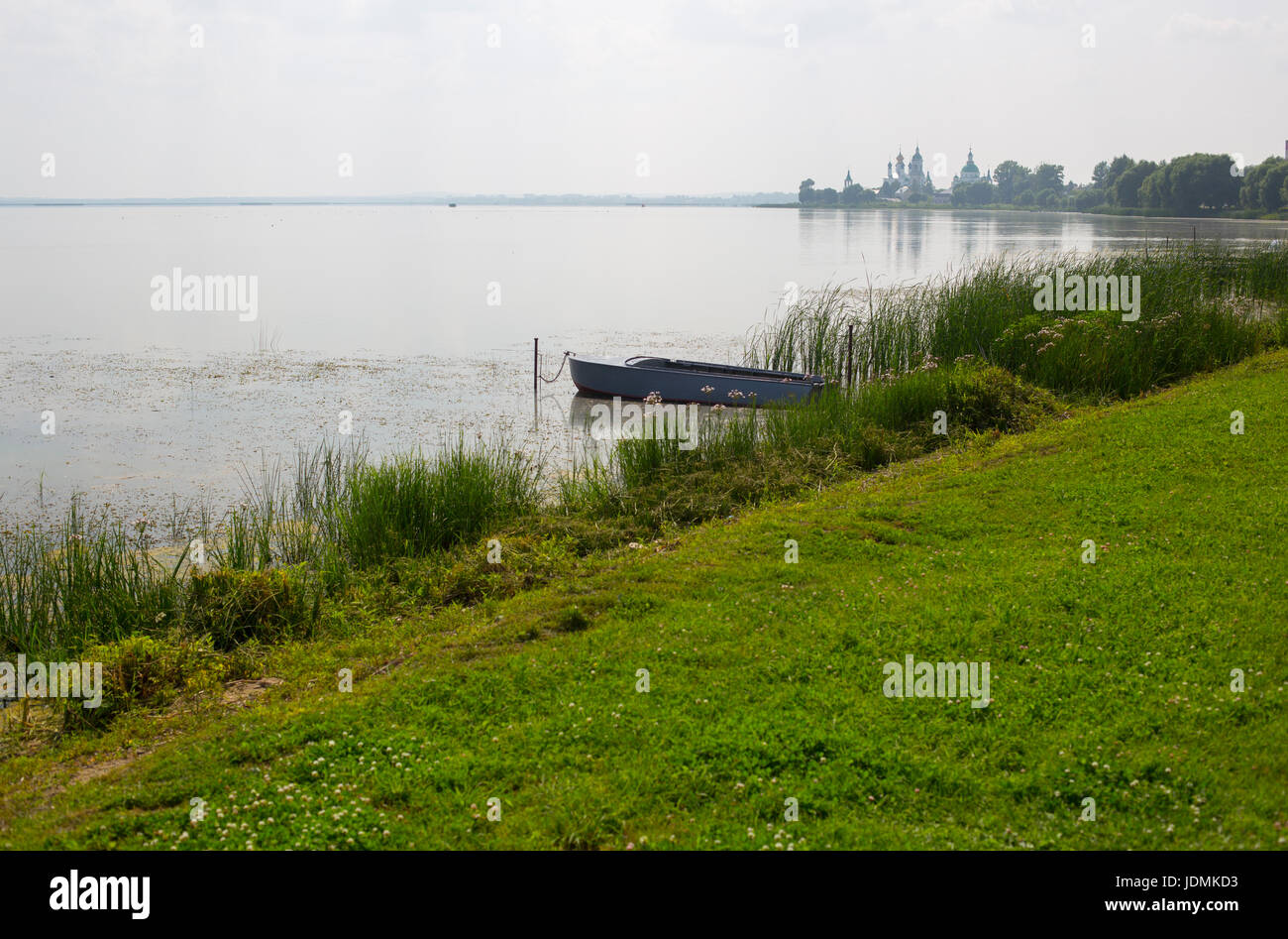Nero lake and Spaso-Yakovlevsky Monastery view in Rostov Stock Photo