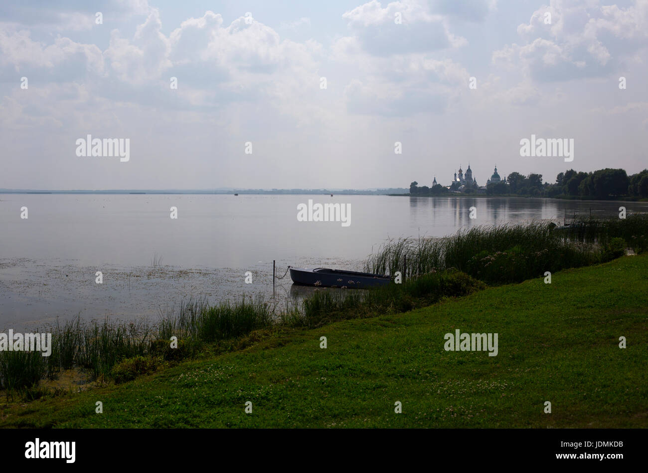 Nero lake and Spaso-Yakovlevsky Monastery view in Rostov Stock Photo