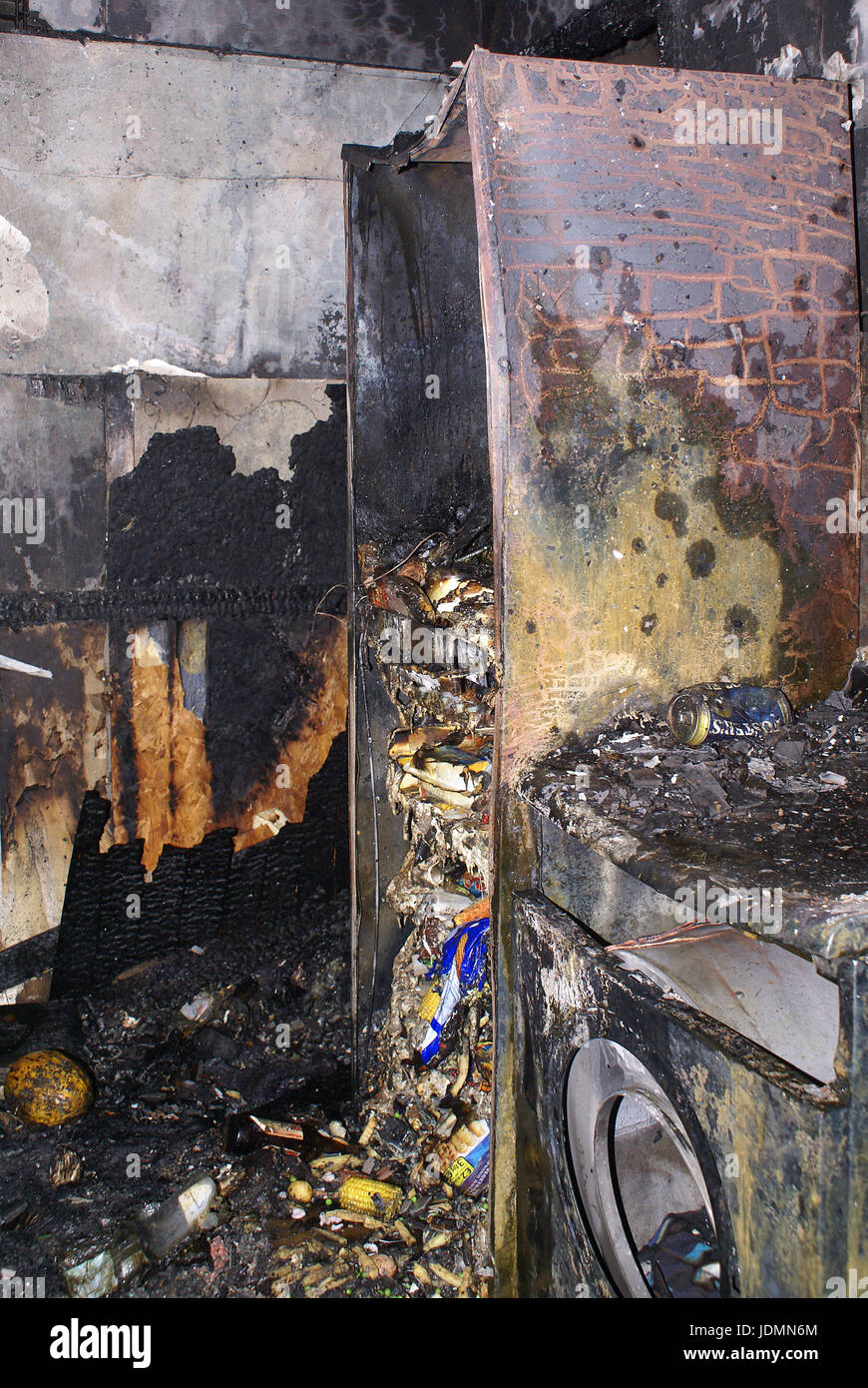 Grenfell Tower fire, London, kitchen fire damage Stock Photo