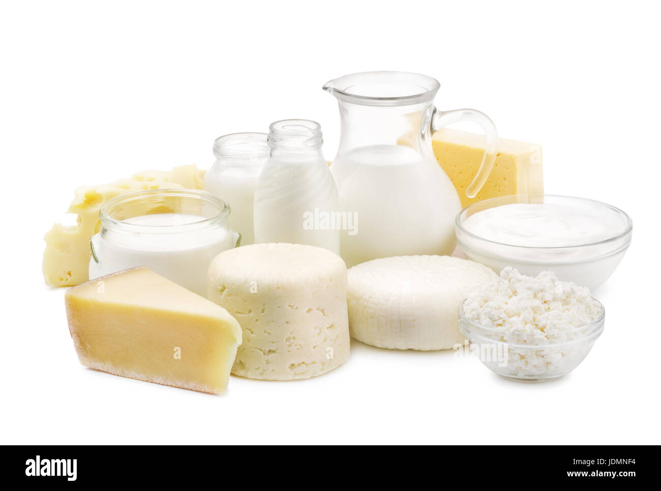 Fresh dairy products  isolated on white Stock Photo